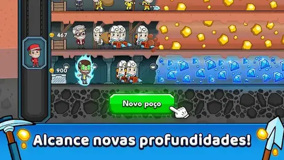 Ecrã de melhorias de uma estação da mina